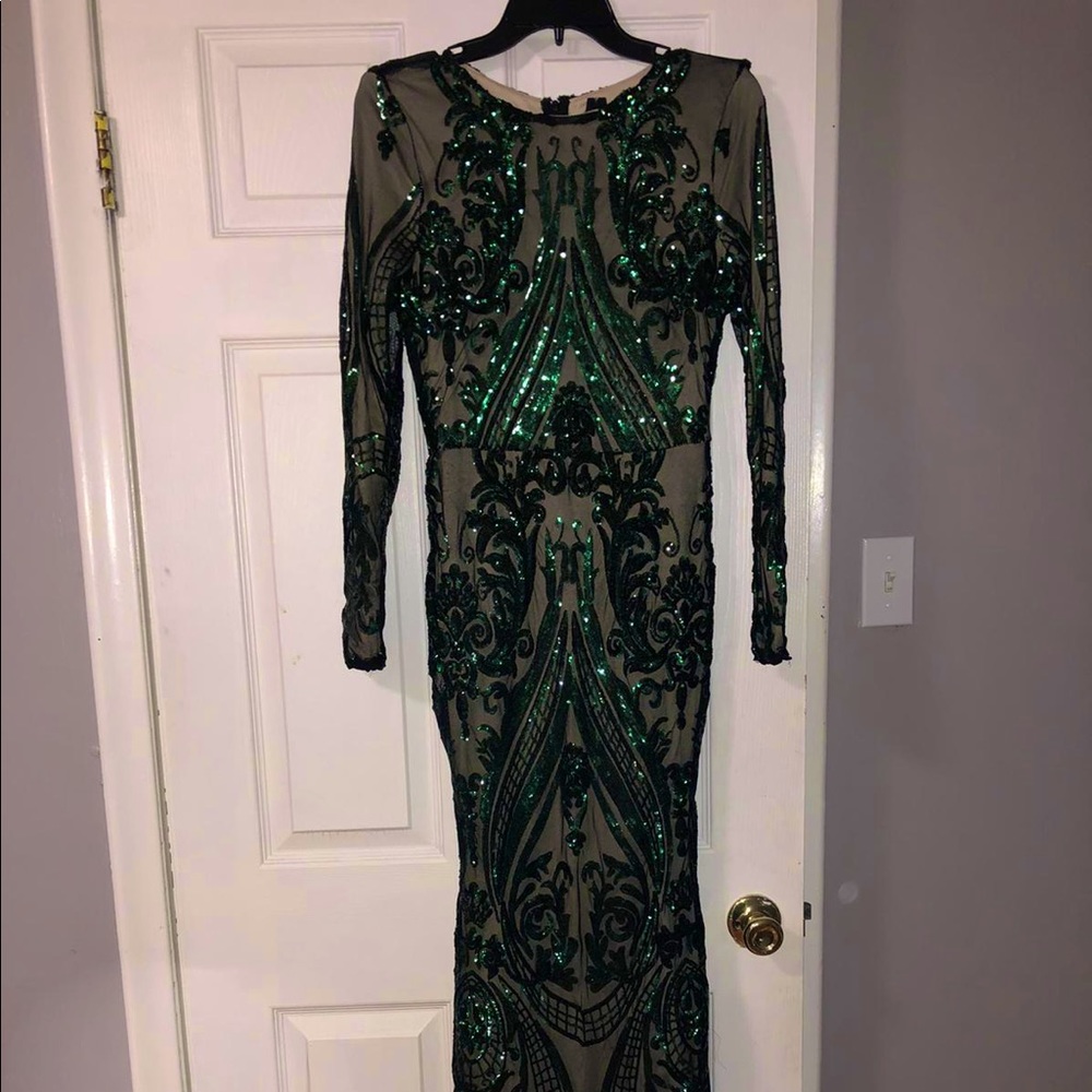 Emerald green sequin dress
